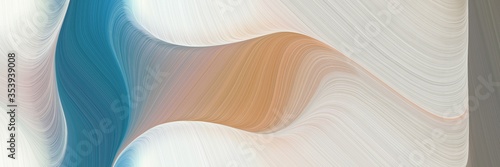 abstract moving horizontal header with pastel gray, light gray and teal blue colors. fluid curved lines with dynamic flowing waves and curves for poster or canvas