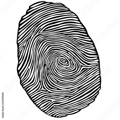 Fingerabdruck in schwarz und weiß als Vektor-Datei. Anpassbar und veränderbar. Von Hand gezeichnet, verwendbar in jeglicher Art.