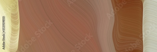 abstract modern horizontal banner with pastel brown, pastel gray and tan colors. fluid curved flowing waves and curves for poster or canvas