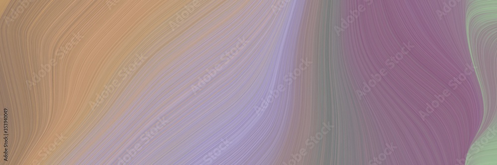 abstract moving horizontal banner with rosy brown, light pastel purple and antique fuchsia colors. fluid curved lines with dynamic flowing waves and curves for poster or canvas