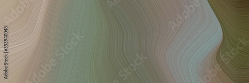 abstract surreal horizontal banner with gray gray, rosy brown and dark olive green colors. fluid curved lines with dynamic flowing waves and curves for poster or canvas