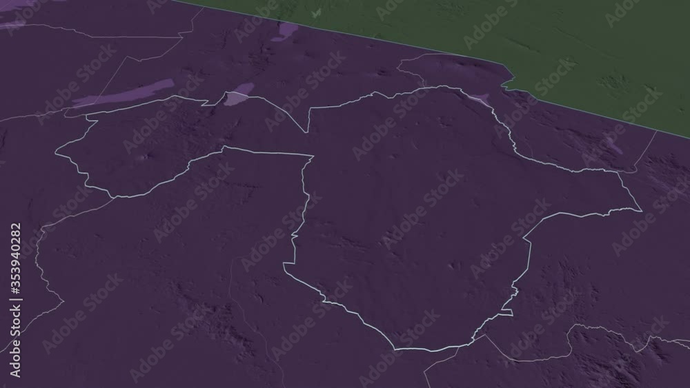 Manyara, region with its capital, zoomed and extruded on the administrative map of Tanzania in the conformal Stereographic projection. Animation 3D Manyara, region with its capital, zoomed and extruded on the administrative map of Tanzania in the conformal Stereographic projection. Animation 3D