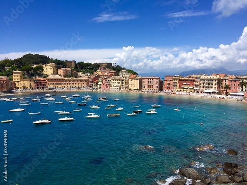 view of baia del silenzio in Sestri Levante, Liguria, Italy