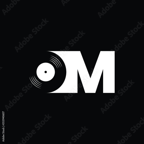 Letter OM with Negative Space Vinyl - Logo for DJ or Record