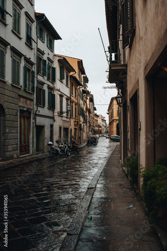 rainy florence street medieval