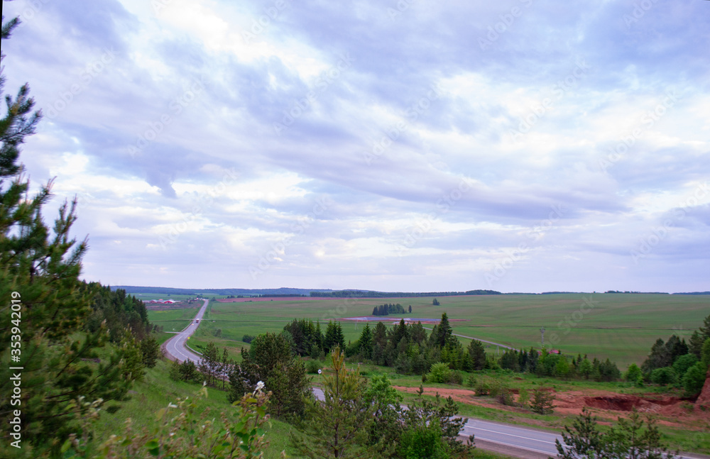 summer landscape with blue sky