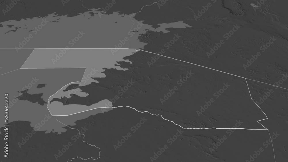 Mara, region with its capital, zoomed and extruded on the bilevel map of Tanzania in the conformal Stereographic projection. Animation 3D Mara, region with its capital, zoomed and extruded on the bilevel map of Tanzania in the conformal Stereographic projection. Animation 3D