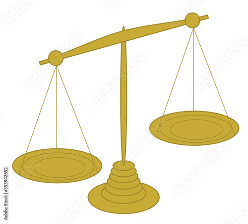 Vector ilustration of a gold scale which can be used like a symbol of decission between two choices, things