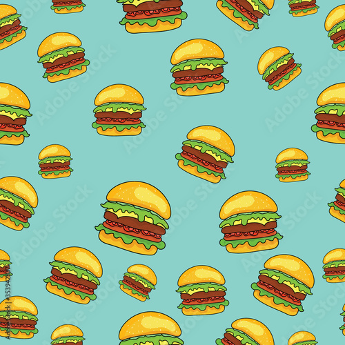 Fast Food / Seamless Pattern / Burger / Sandwich / Vegan Burger
