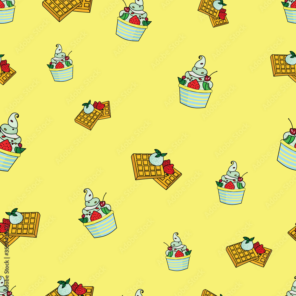 Seamless Pattern / Ice Cream / Frozen Yogurt Seamless Pattern / Ice Cream / Frozen Yogurt