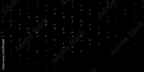 Dark Green, Red vector background with woman symbols. © Guskova