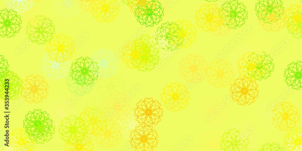 Light Green, Red vector doodle texture with flowers. Light Green, Red vector doodle texture with flowers.