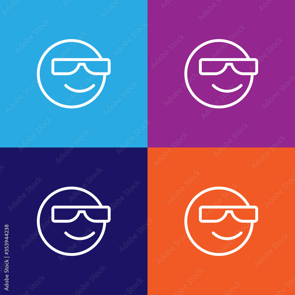 Cool emoji outline icon. Signs and symbols can be used for web, logo, mobile app, UI, UX Cool emoji outline icon. Signs and symbols can be used for web, logo, mobile app, UI, UX