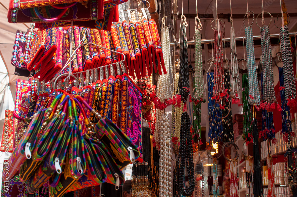 ladies bag selling on the street of rajasthan