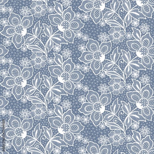 seamless blue lace floral background