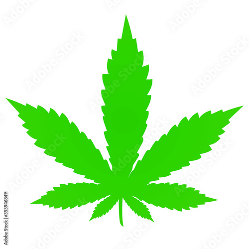 Marijuana leaf, cannabis leaf icon vector on transparent background. Dark green ganja icon on transparent background.