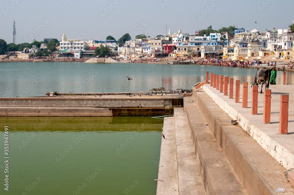 Pushkar Lake or Pushkar Sarovar is a sacred lake of the Hindus is located in the town of Pushkar in Ajmer district of the Rajasthan state of western India