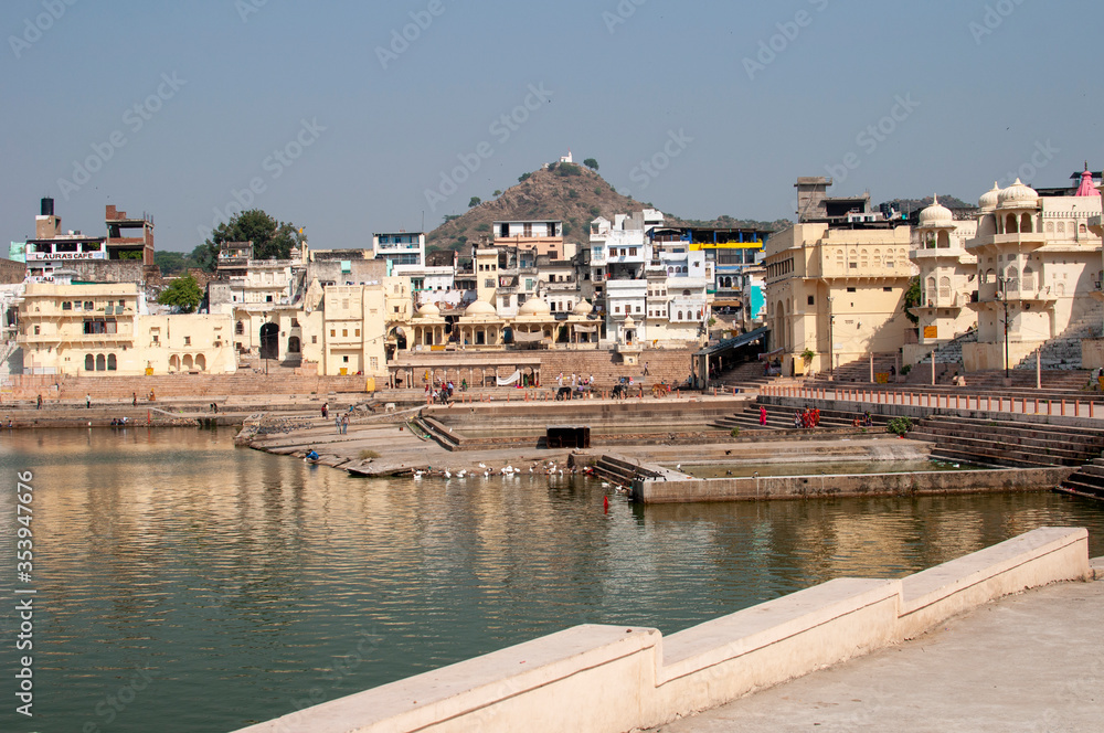 Pushkar Lake or Pushkar Sarovar is a sacred lake of the Hindus is located in the town of Pushkar in Ajmer district of the Rajasthan state of western India