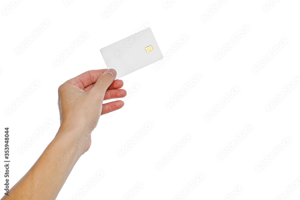Credit Card Empty,Blank white credit card with chip in hand holding on white background with clipping path Credit Card Empty,Blank white credit card with chip in hand holding on white background with clipping path