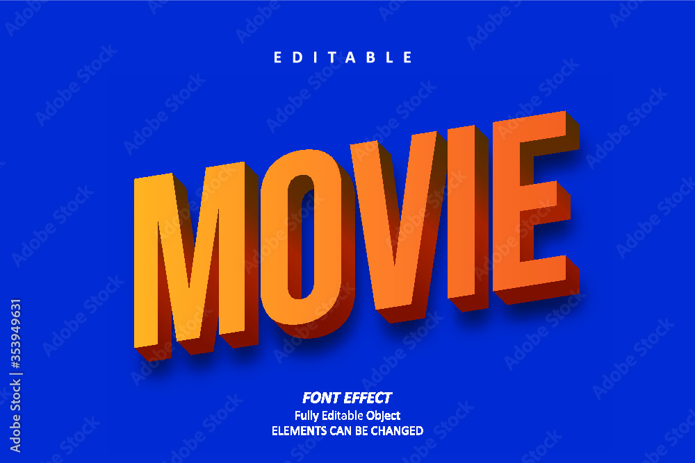 Obraz premium 3D Movie Cinema Title Text Effect Editable Premium Vector