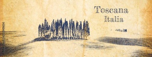 Famous Tuscany cypresses on...