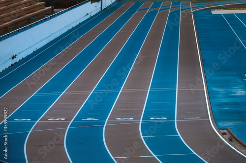 Stadium. Lanes of an athletic track