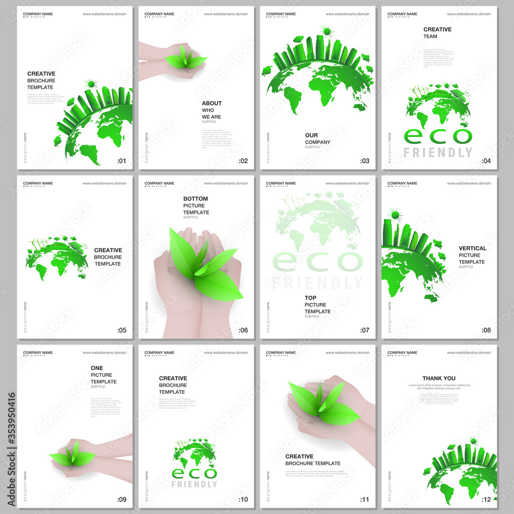 A4 brochure layout of covers design templates for flyer leaflet, A4 format brochure design, report, presentation, magazine cover, book design. Earth planet health care, sustainable development concept