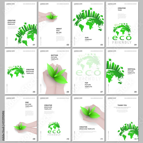 A4 brochure layout of covers design templates for flyer leaflet, A4 format brochure design, report, presentation, magazine cover, book design. Earth planet health care, sustainable development concept