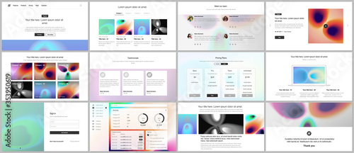 Vector templates for website design, presentations, portfolio. Templates for presentation slides, flyer, leaflet, annual report. Medical design with bright colored gradient pattern in form of cells.