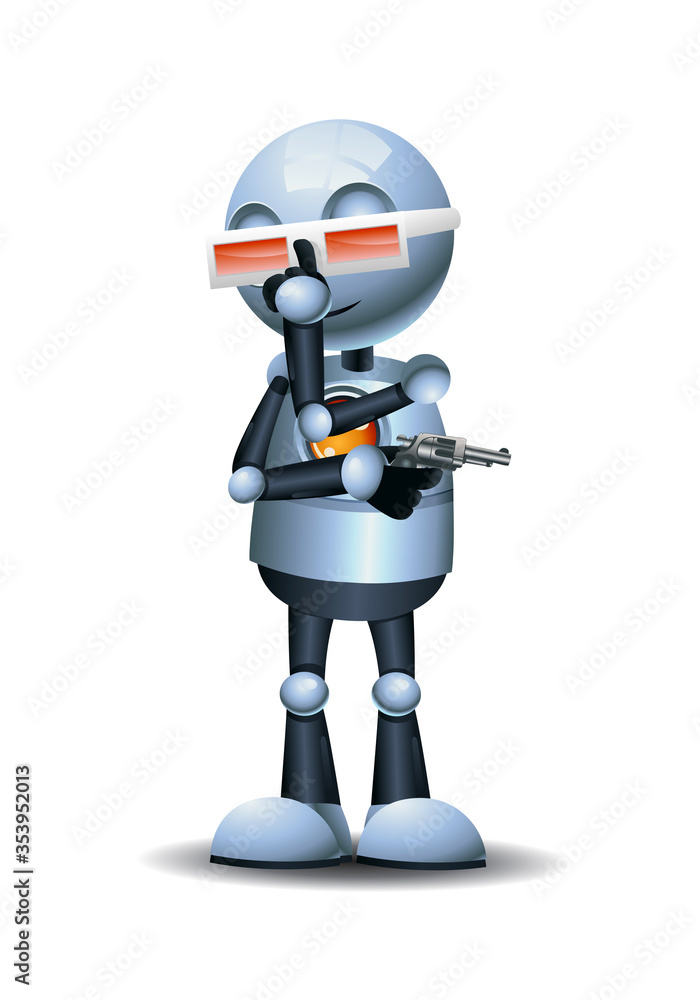 3d illustration of little robot spy agent extraordinary character