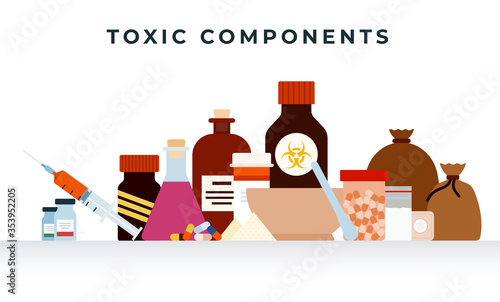 Toxic components flat design vector illustration.
