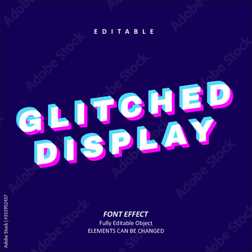 Glitch Display Text Effect Editable Premium Vector