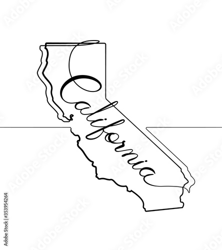 California State One Continuous Line Abstract Vector Illustration Icon
