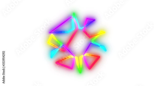 4K Animation abstract digital flashy neon glow color moving star. Seamless background motion screen. Looped animation in transparent background to suit all your projects.