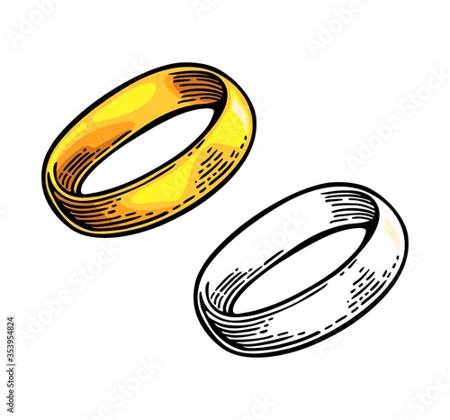 Golden ring. Vintage black vector engraving illustration