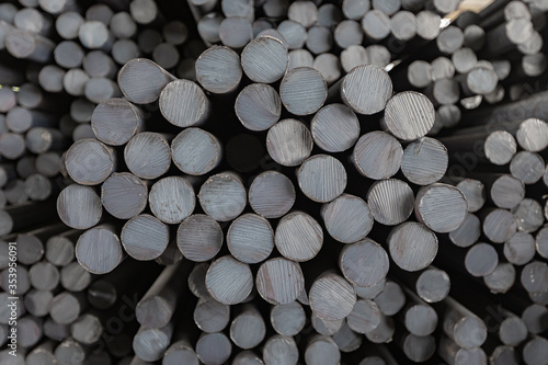 Many steel round bars in stock