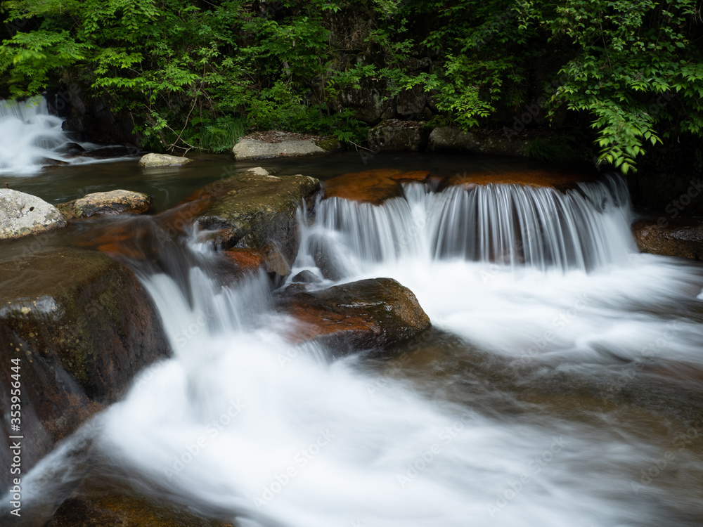 Obraz premium 滝 広島県加計町 深山峡 水の流れ