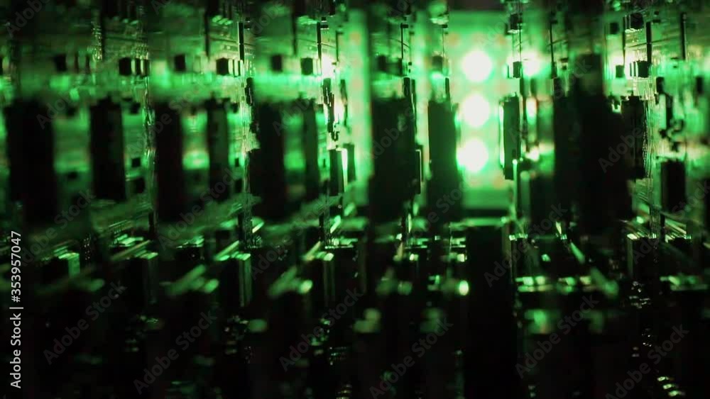 Lots of finished Electric boards in green light on background Lots of finished Electric boards in green light on background