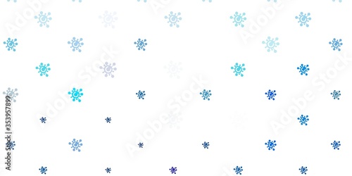 Light BLUE vector pattern with coronavirus elements.
