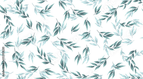 Abstract seamless pattern with leaves. Vector template.