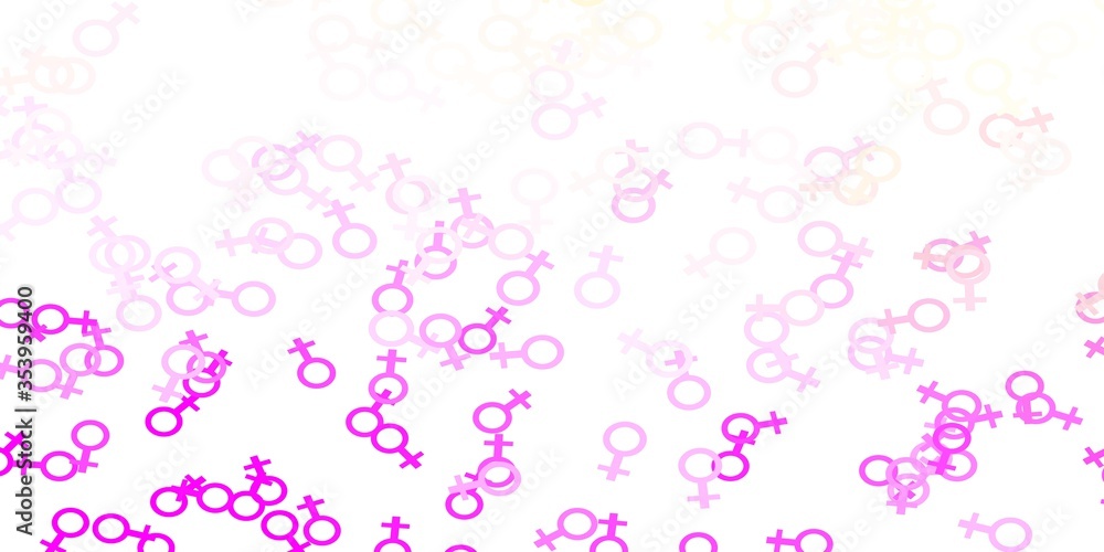 Light Pink, Yellow vector texture with women's rights symbols. Light Pink, Yellow vector texture with women's rights symbols.