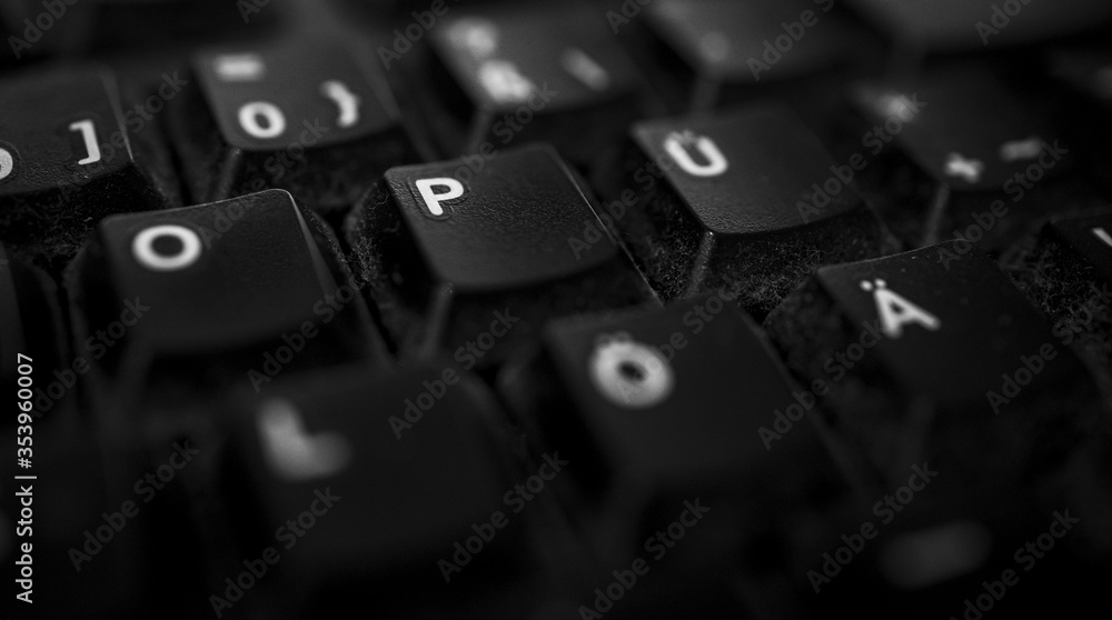 close up of a dirty computer keyboard close up of a dirty computer keyboard