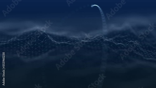 Blue digital abstract plexus wave background moving photo