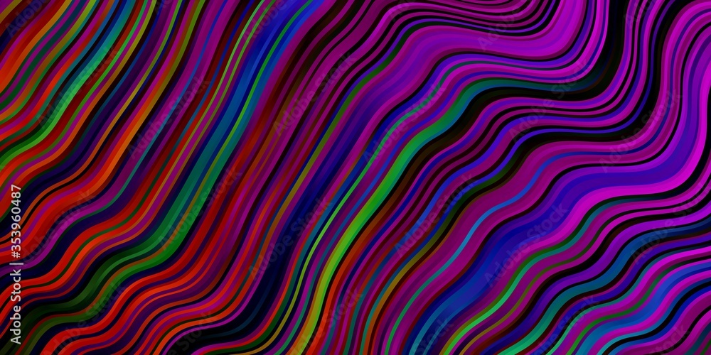 Dark Multicolor vector pattern with lines. Illustration in abstract style with gradient curved.  Best design for your ad, poster, banner.