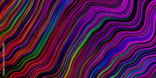 Dark Multicolor vector pattern with lines. Illustration in abstract style with gradient curved. Best design for your ad, poster, banner.