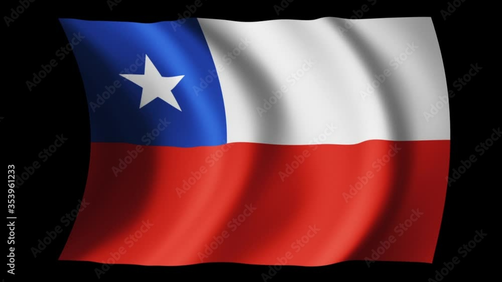 Chile flag waving in slow motion 3D rendering with alpha. Chile flag waving in slow motion 3D rendering with alpha.