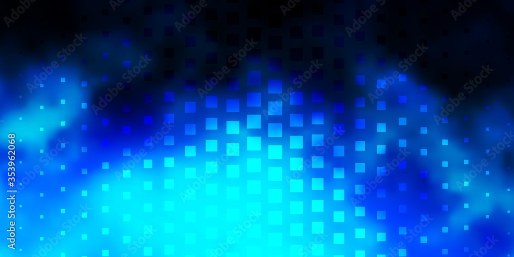 Dark BLUE vector background with rectangles. Rectangles with colorful gradient on abstract background. Pattern for websites, landing pages.