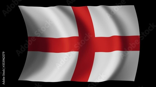 England flag waving in slow motion 3D rendering with alpha.