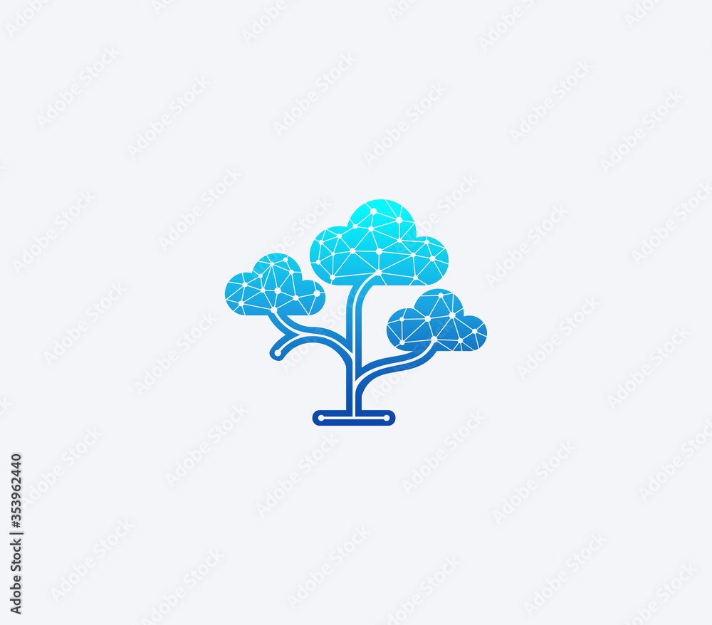 cloud and tree logo design element cloud and tree logo design element