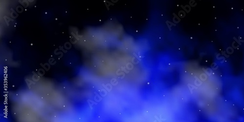 Dark BLUE vector layout with bright stars. Colorful illustration with abstract gradient stars. Pattern for websites, landing pages.